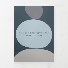 Tarjeta Tríptica Resumen moderno Zen Stones Blue Wellness Brochure