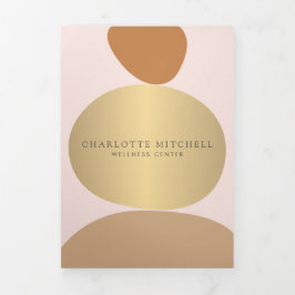 Tarjeta Tríptica Resumen moderno Zen Stones Rojo Wellness Brochure