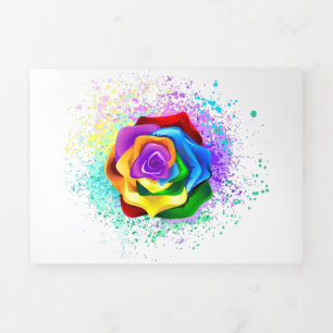 Tarjeta Tríptica Rosa arcoiris colorido
