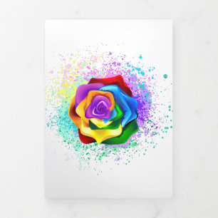 Tarjeta Tríptica Rosa arcoiris colorido