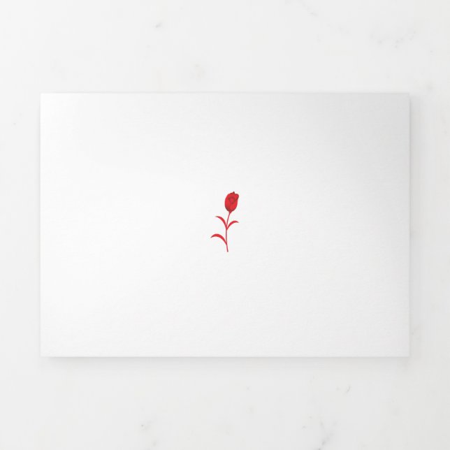 Tarjeta Tríptica Rosa Madder, Lava Red, diseño floral (Foto de portada)