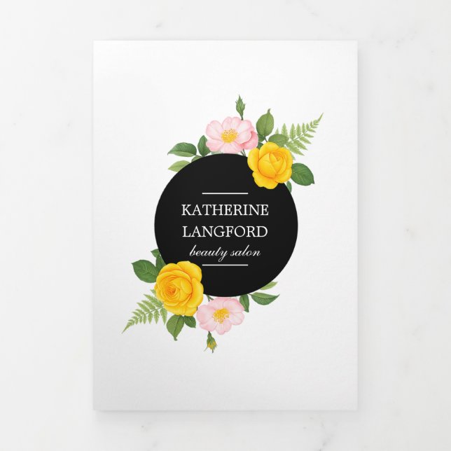 Tarjeta Tríptica Sala de belleza floral minima Suite Business (Foto de portada)