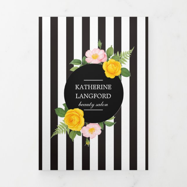 Tarjeta Tríptica Sala de belleza floral minima Suite Business (Foto de portada)