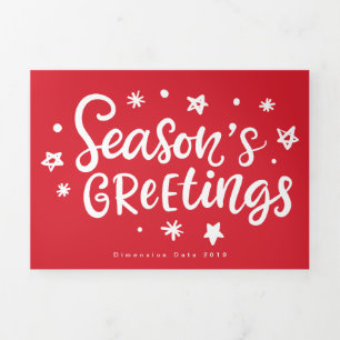 Tarjeta Tríptica Saludos de temporada texto blanco varias fotos nav