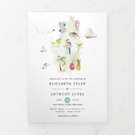 Tarjeta Tríptica Santa Lucía Boda de Destino Foto Trípica Coche