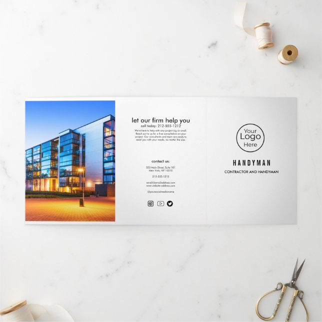 Tarjeta Tríptica Servicios de Mano de Obra Profesional y Audaces (Exterior)