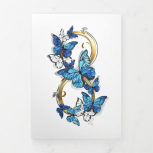 Tarjeta Tríptica Símbolo infinito de mariposas Morpho azules