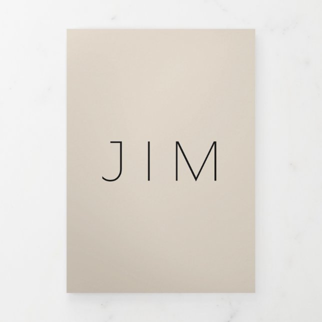 Tarjeta Tríptica Spanish White Beige Formal minimal Wedding (Foto de portada)