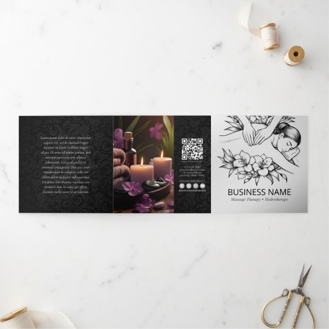 Tarjeta Tríptica Terapia de Masaje Manos Curativas Energía Tercer b (Exterior)