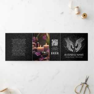 Tarjeta Tríptica Terapia de Masaje Manos Curativas Energía Tercer b