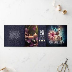 Tarjeta Tríptica Terapia de Masaje Manos Curativas Energía Tercer b