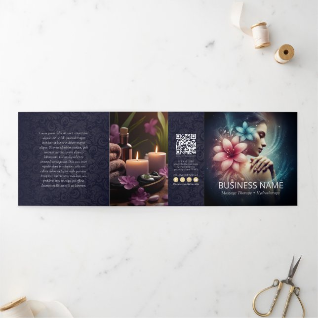 Tarjeta Tríptica Terapia de Masaje Manos Curativas Energía Tercer b (Exterior)