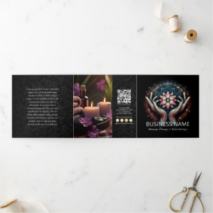 Tarjeta Tríptica Terapia de Masaje Manos Curativas Energía Tercer b
