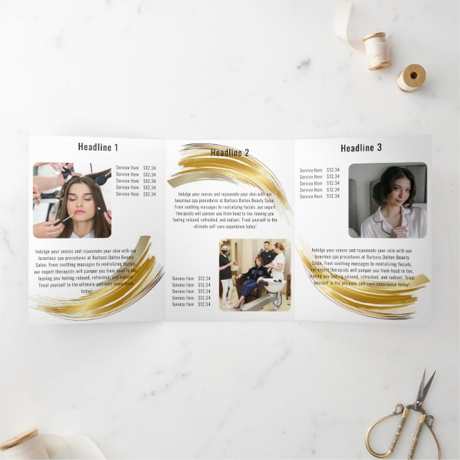 Tarjeta Tríptica Terracotta Ocher Beige Gold (Interior)