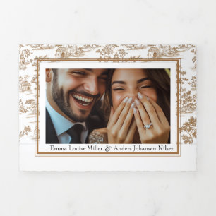 Tarjeta Tríptica Toile de cobre, triple Boda