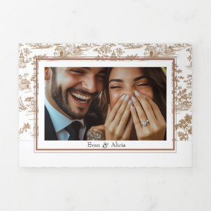 Tarjeta Tríptica Toile de cobre, triple Boda