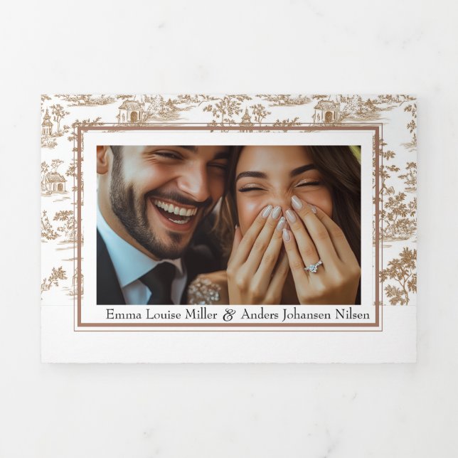 Tarjeta Tríptica Toile de cobre, triple Boda (Foto de portada)