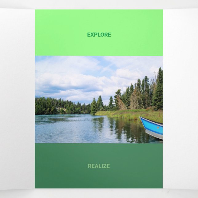 Tarjeta Tríptica Tono verde fresco al cuadrado del código Qr (Interior medio)