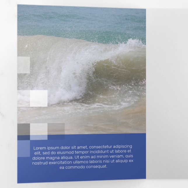 Tarjeta Tríptica Transparencia contemporánea azul fino (Interior primer panel)