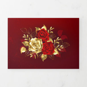 Tarjeta Tríptica Tres Rosas Joyas