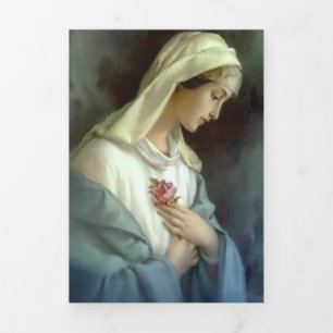 Tarjeta Tríptica Triple Virgen María Católica Funeral Sagrada Tarje