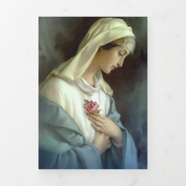 Tarjeta Tríptica Triple Virgen María Católica Funeral Sagrada Tarje (Foto de portada)