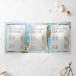 Tarjeta Tríptica tríplio de mármol de tinta azul