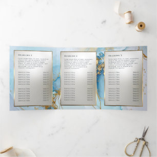 Tarjeta Tríptica tríplio de mármol de tinta azul