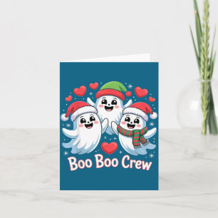 Tarjeta Tripulación Boo-boo Gorro de Santa Fantasma Navida