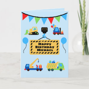 Tarjeta Tripulación de Construcción Cumpleaños Personaliza