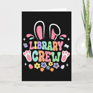 Tarjeta Tripulación de la biblioteca retro divertida bibli