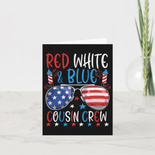 Tarjeta Tripulación De Primos Rojo Blanco Y Azul 4 De Juli