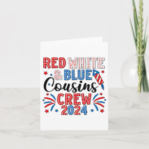 Tarjeta Tripulación De Primos Rojo Blanco Y Azul 4 De Juli
