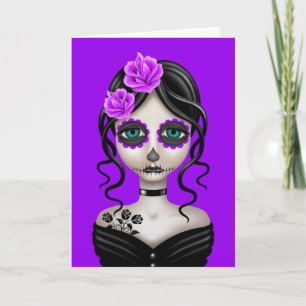 Tarjeta Triste día del Chica muerto en morado