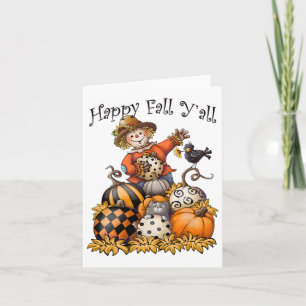 Tarjeta Tristeza Feliz otoño y calabaza Acción de Gracias 