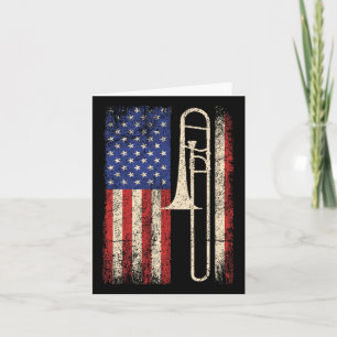 Tarjeta Trombone Usa Bandera Estadounidense Jazz Etiqueta