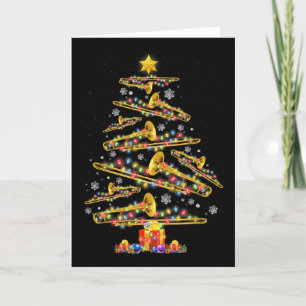 Tarjeta Trompetista de Navidad Tocador de Trombón de árbol