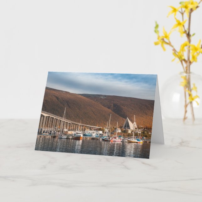 Tarjeta Tromso Noruega (flor amarilla)