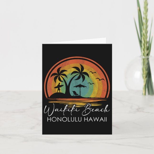 Tarjeta Tropa de vacaciones de verano de Waikiki Beach Hon (Anverso)