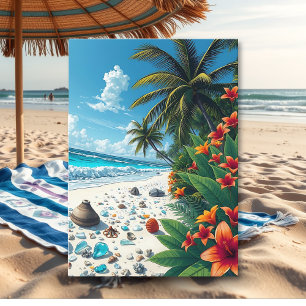 Tarjeta Tropical Beach Felicitaciones Sr. y Sra.