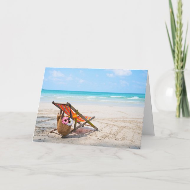 Tarjeta Tropical Beaches | Beach Chair on Sand (Anverso)