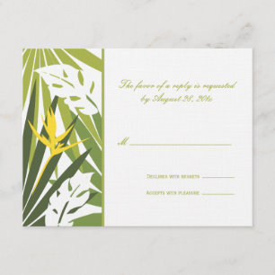Tarjeta tropical de RSVP que se casa