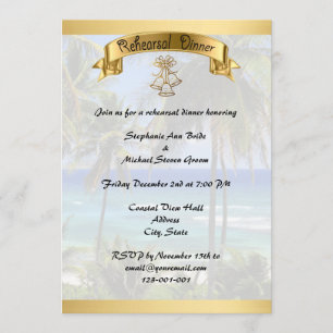 Tarjeta tropical del ensayo de la boda del destino