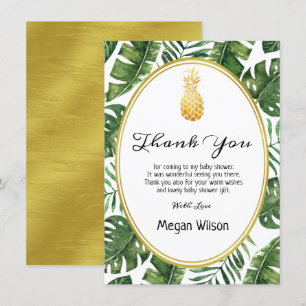 Tarjeta Tropical Gold Pineapple Baby Shower Gracia
