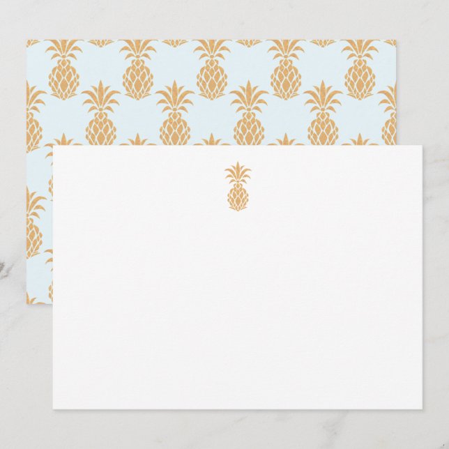 Tarjeta Tropical Gold Pineapple Blue (Anverso / Reverso)