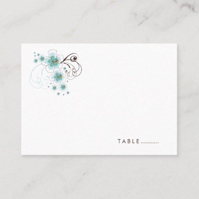 Tarjeta Tropical Hibiscus Blue Beach Wedding Place (Anverso)