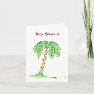 Tarjeta Tropical Palm Tree Merry Christmas Card w/ Lights!