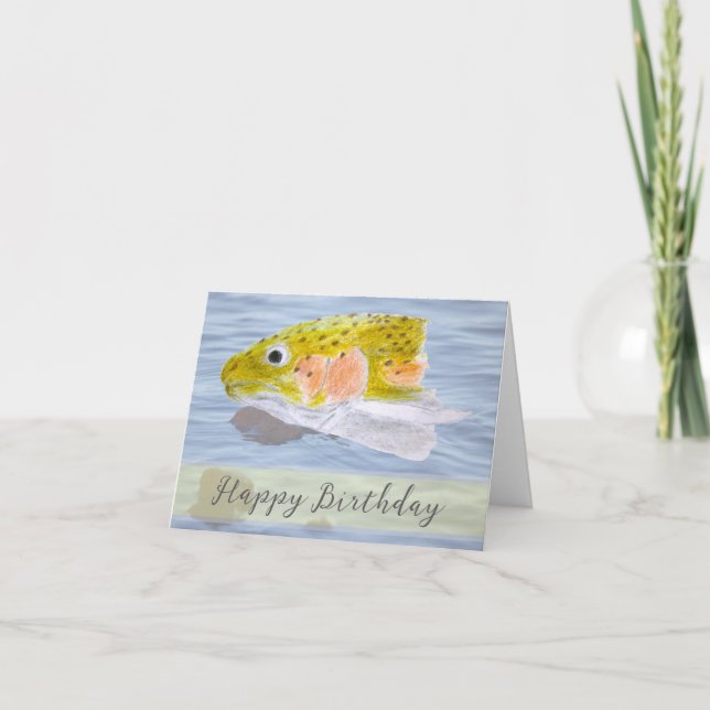 Tarjeta Trout Fish Wildlife Colored Pencil Birthday (Anverso)