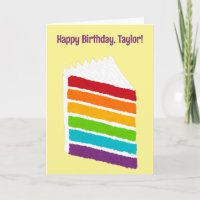 Trozo de tarta arco iris con mensaje Personalizado