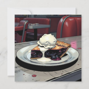 Tarjeta Trozzo de Tarta de Arándanos y Helado de Vainilla